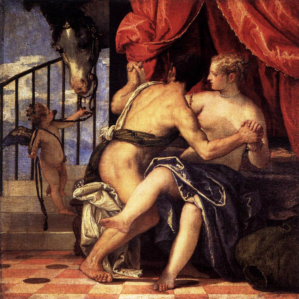 venus and mars with cupid and a horse